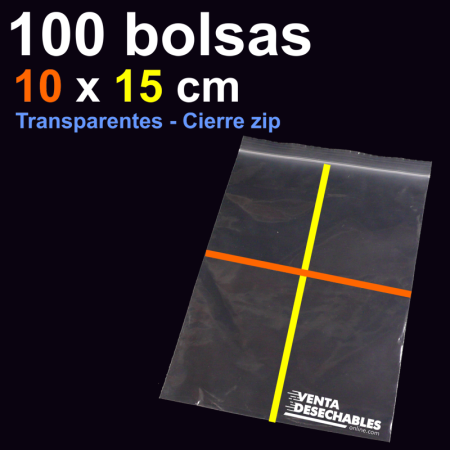 100 Bolsas PE 10x15 cm Cierre Zip