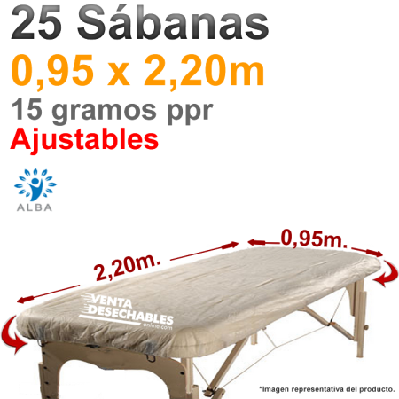 25 sabanillas para camillas 15 gramos