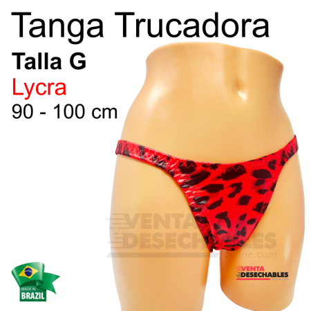 Tanga Trucadora Lycra Rojo Animal Print Vino Talla G