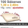 100 Sábanas Desechables Ajustables 1,30x2,40m