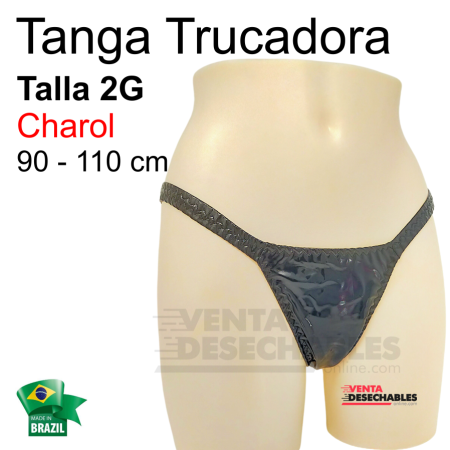 Tanga Trucadora Charol Negro Talla  2G - Ivete