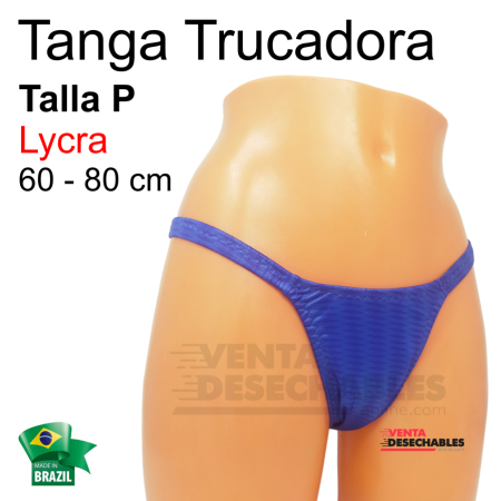 Tanga Trucadora Lycra Azul Bicolor Talla  P - Ivete