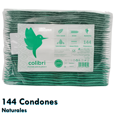 Preservativo Colibrí Naturales. Bolsas de 144 condones