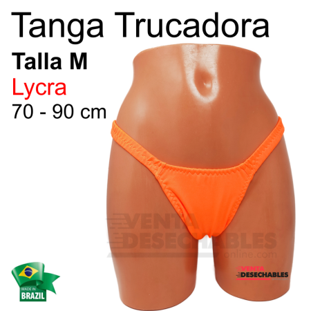 Tanga Trucadora Lycra Naranja Fosforito Talla M