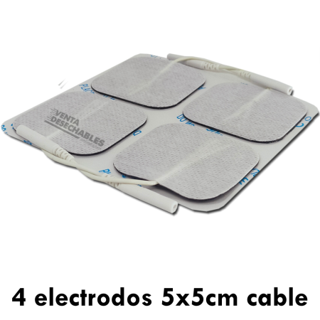 4 Electrodos Adhesivos Cuadrados Cable