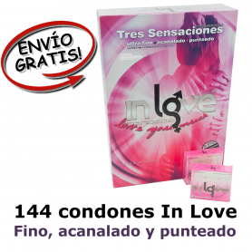 Condones Vending Cajas 3 uds (144) In love Fino, Ribeteado y Punteado