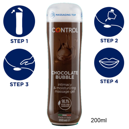 Lubricante Control Chocolate Bubble Gel Masaje 3 en 1 - 200 ml