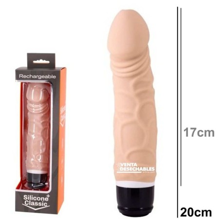 Vibrador Recargable Silicona 20 cm Carne