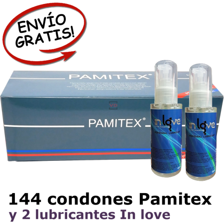 144 Preservativos Pamitex y 2 Lubricantes In love