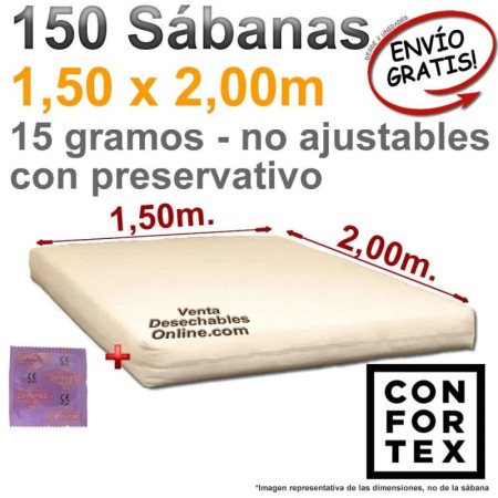 150 Sábanas Desechables 1,50x2,00m. con preservativo 2024