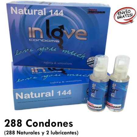 288 Preservativos Natural y 2 Lubricantes In Love