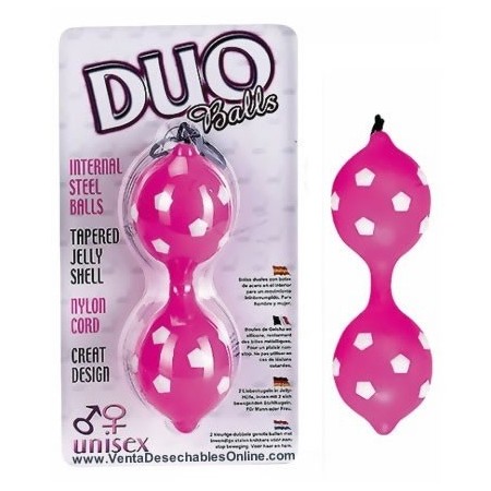2 Bolas Chinas con bolas de acero en interior color rosa