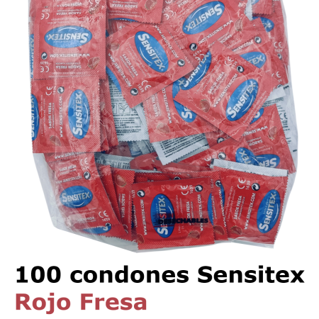 Preservativos Sensitex 195x53 Fresa Rojo