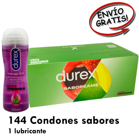 144 Preservativos Durex Sabores  y 1 Lubricante Aloe Vera