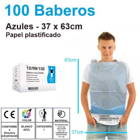Baberos Desechables Adultos Azules