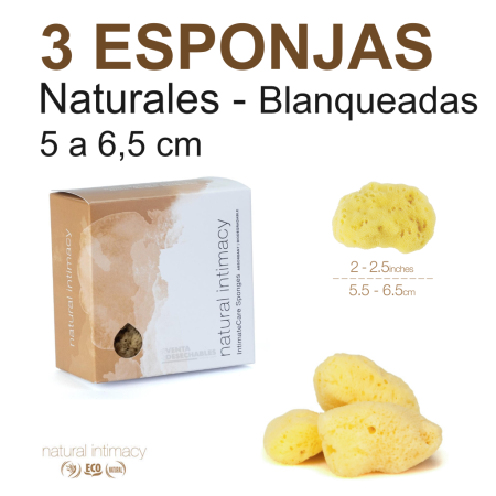 3 Esponjas Marinas Menstruales Blanqueadas Medianas