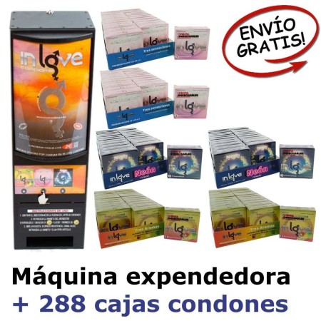 Máquina Expendedora y 288 Cajas vending Preservativos In Love