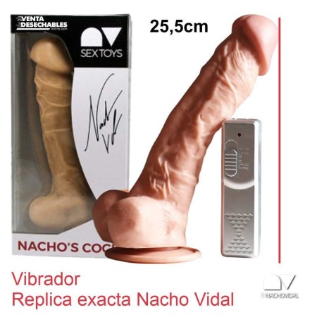 Vibrador Replica Pene Nacho Vidal 25,5x5,5cm Carne