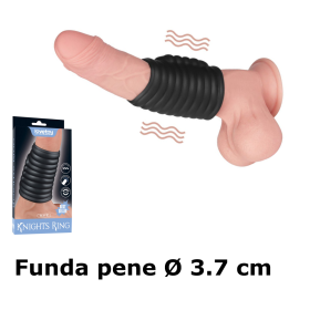 Funda Vibradora Wave Knights Ring (Ø 3.7 cm) - Negro