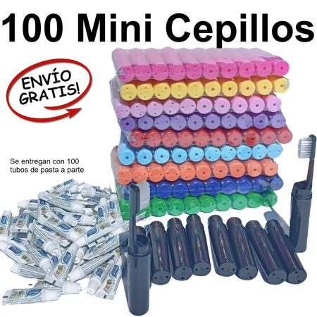 100 Mini Cepillos Dientes Colores Variados 7,2-11,5 cm