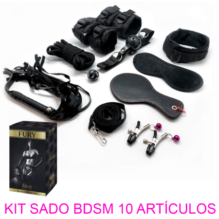 Kit 10 Piezas BDSM Negro - Alive