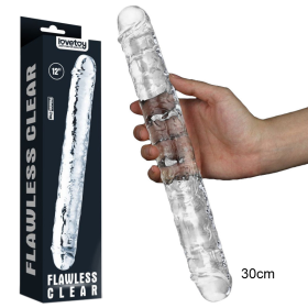 Consolador flexible doble pene cristal.