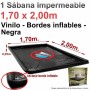 Sábana Nuru impermeable Con Bordes Vinilo1,70 x 2,00 x 0,25 m - Negra