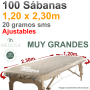100 Sábanas Camilla Ajustables SMS 1,20x2,30m 20g Medusa