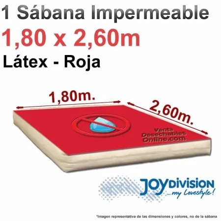 Sábana impermeable Látex 1,80 x 2,60 m - Roja - Joy Division