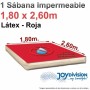 Sábana impermeable Látex 1,80 x 2,60 m - Roja - Joy Division