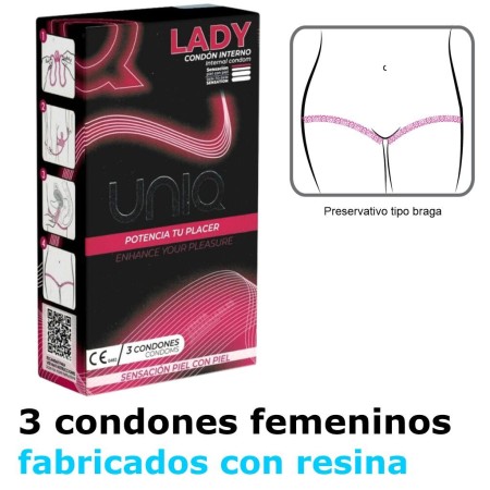 3 Preservativos Femeninos Uniq Lady Con Ligas