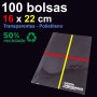 100 Bolsas 16x22 cm Polietileno 50% Reciclado - G100
