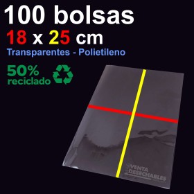 100 Bolsas 18x25 cm Polietileno 50% Reciclado - G100