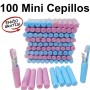 100 Mini cepillos Dientes - 50 azules - 50 Rosas - 7,2-11,5 cm