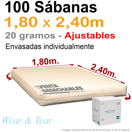 100 Sábanas Bajeras Ajustables 180x240 cm