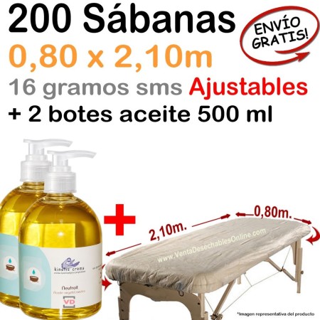 Super Oferta de 200 Sábanas Camillas con Aceite Masajes