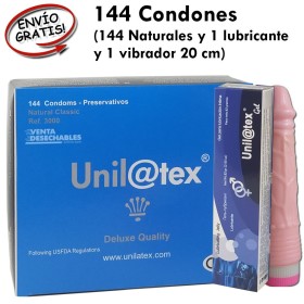 144 Preservativos Natural Mas Lubricante y Dildo Vibrador