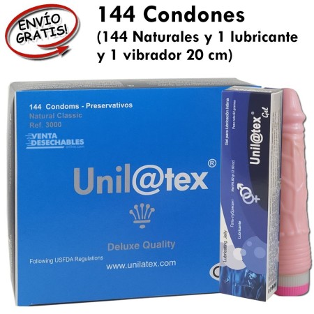 144 Preservativos Natural Mas Lubricante y Dildo Vibrador