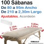 100 Sábanas Camilla Ajustables Acordeón 80X210 a 95X230  20g Blancas - Fiscult