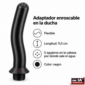 Cabezal Adaptador Ducha Anal Flexible 5 Orificios 14x2cm  Negra - Clean Ars