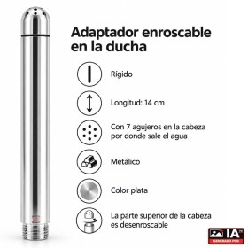 Cabezal Adaptador Ducha Anal Rígido 7 Orificios 14x2cm Plata - Clean Ars