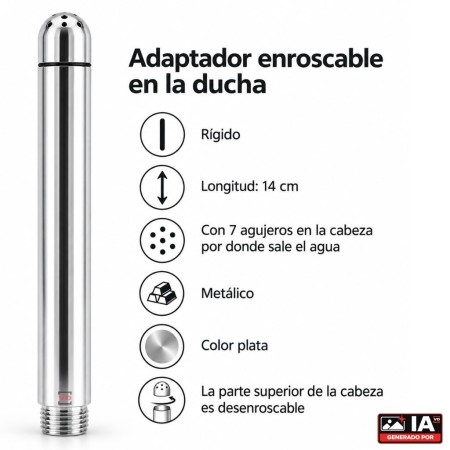 Cabezal Adaptador Ducha Anal Rígido 7 Orificios 14x2cm Plata - Clean Ars