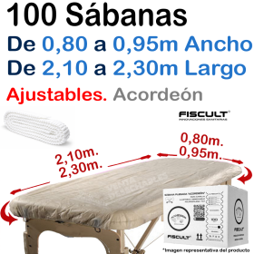 100 Sábanas Camilla Ajustables Acordeón 80X210 a 95X230 20g Blancas - Fiscult