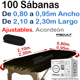 100 Sábanas Camilla Ajustables Acordeón 80X210 a 95X230 20g Negras - Fiscult