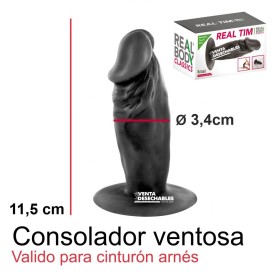 Consolador Ventosa Realístico Flexible Negro Tim 11,5 cm