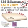 125 Sábanas desechables 1,50x2,00m + 250 toallas desechables  y 125 preservativos Confortex