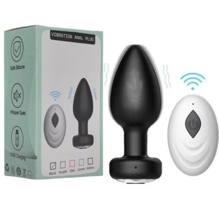 Plug Anal Vibrador de Silicona Negro con Control Remoto – 10 Modos Recargable