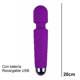 Wand Vibrador Recargable Morado de Silicona – 20 Modos de Vibración