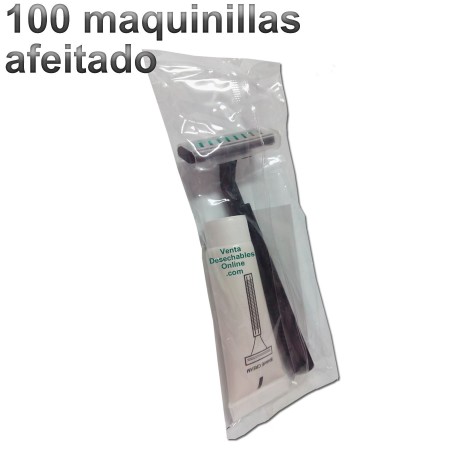 100 Maquinillas Afeitado 2 Hojas Con Crema